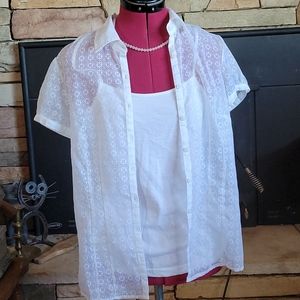 NEW 2 piece Cami & Lacey Button Up Shirt Top